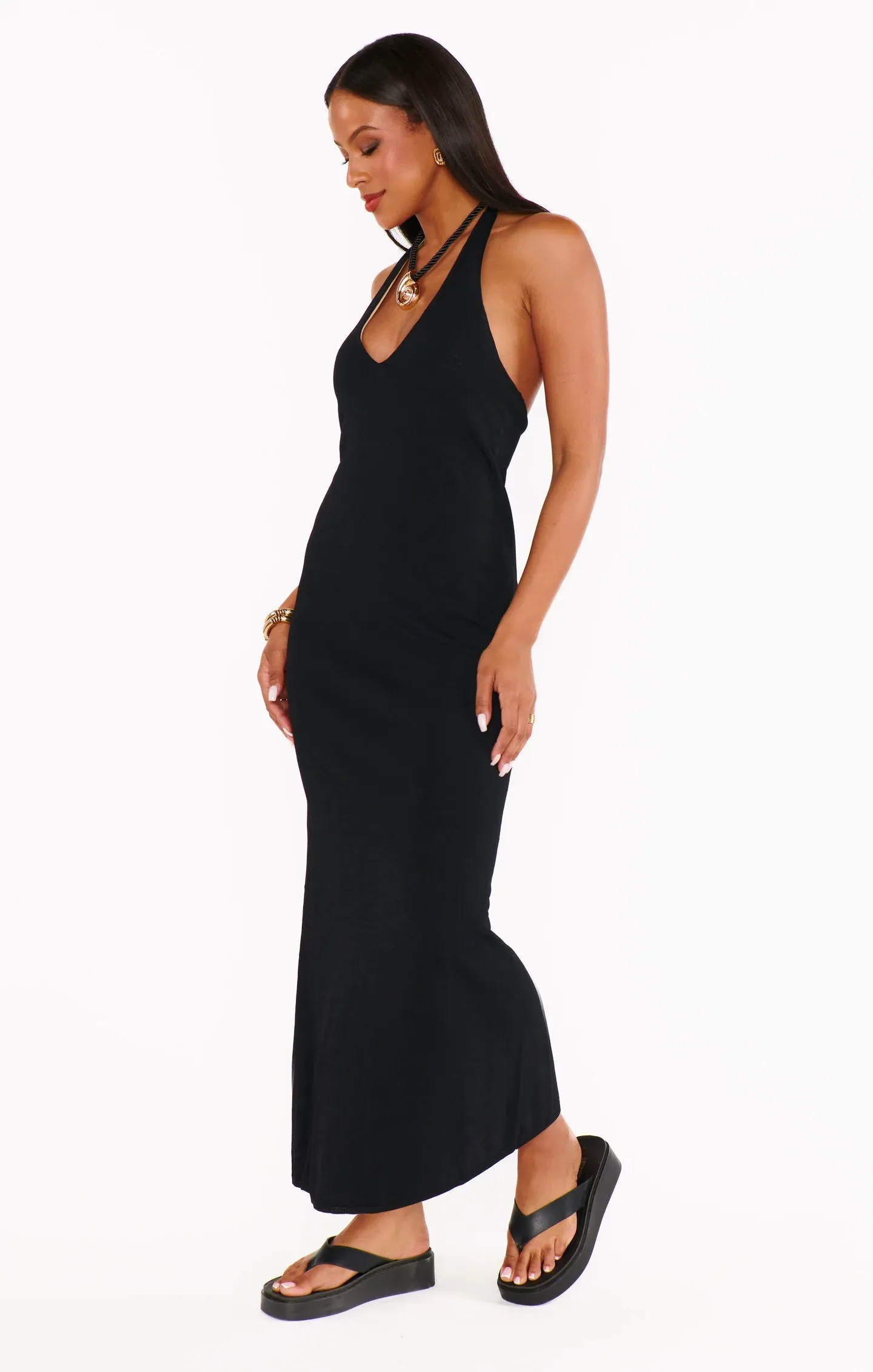Kate Halter Dress-Blk Knit