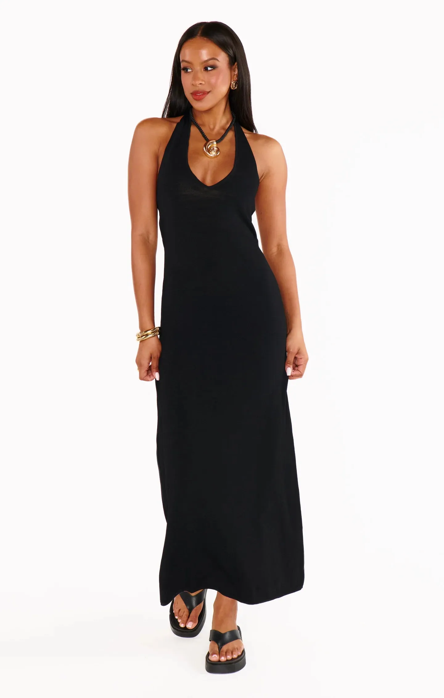 Kate Halter Dress-Blk Knit