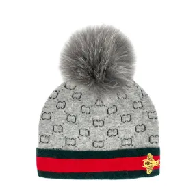 KNIT HAT GREY BEE