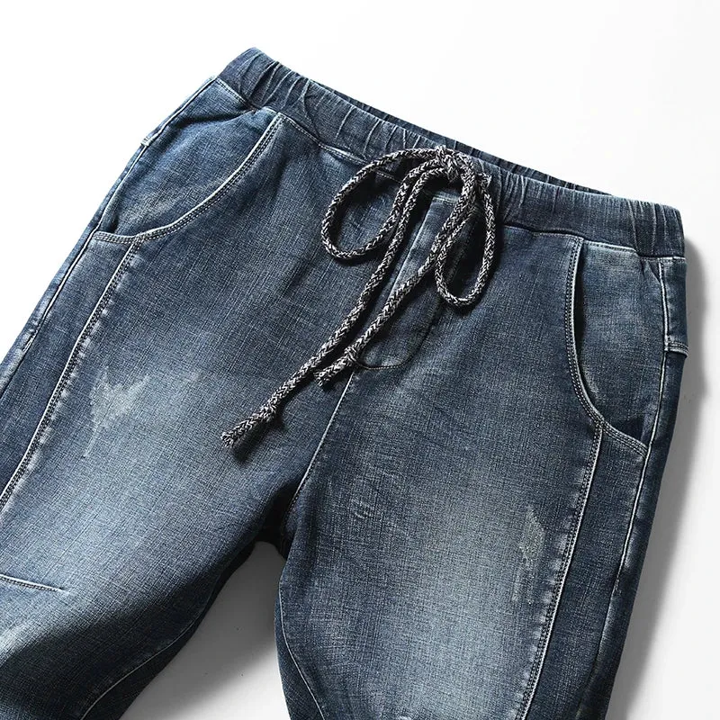 KSTUN 2024 Winter Jeans Men Warm Pants Fleece Joggers Jeans Harem Pants Thicken Stretch Streetwear Denim Trousers Large Size 42