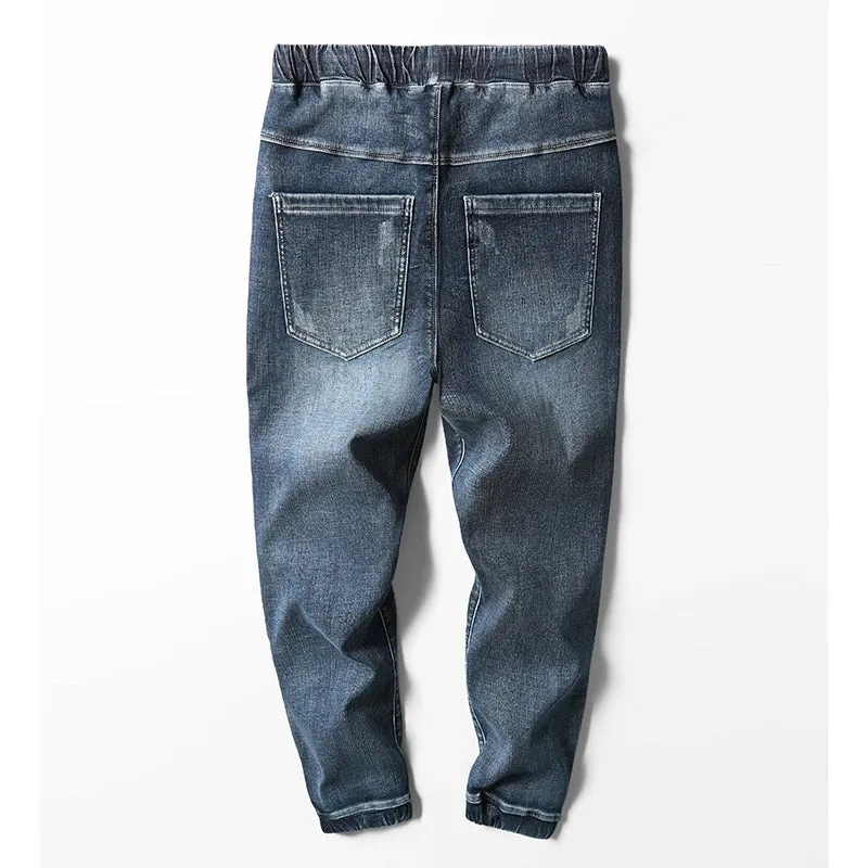 KSTUN 2024 Winter Jeans Men Warm Pants Fleece Joggers Jeans Harem Pants Thicken Stretch Streetwear Denim Trousers Large Size 42