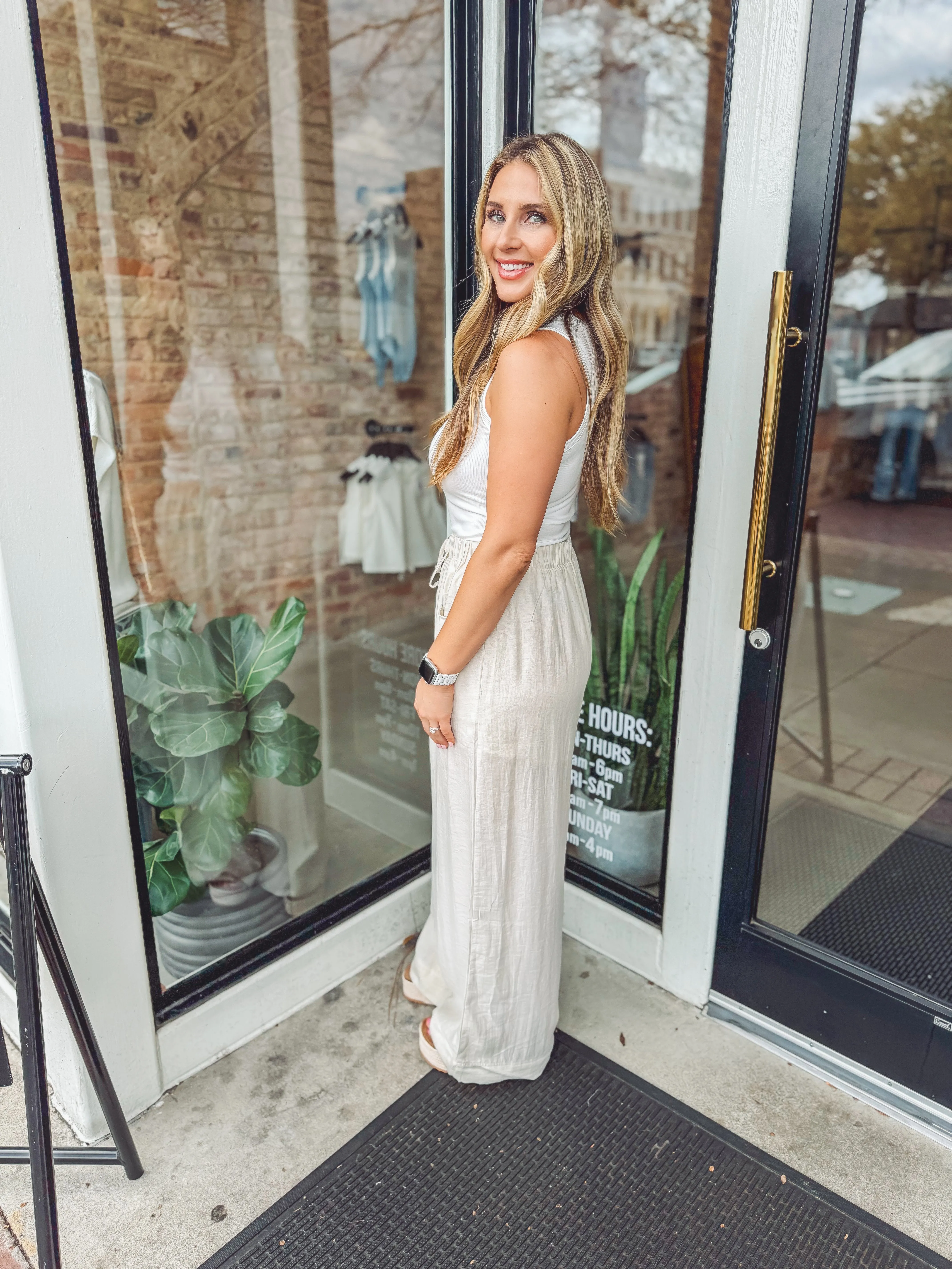 Linen wide leg pants - Oatmeal