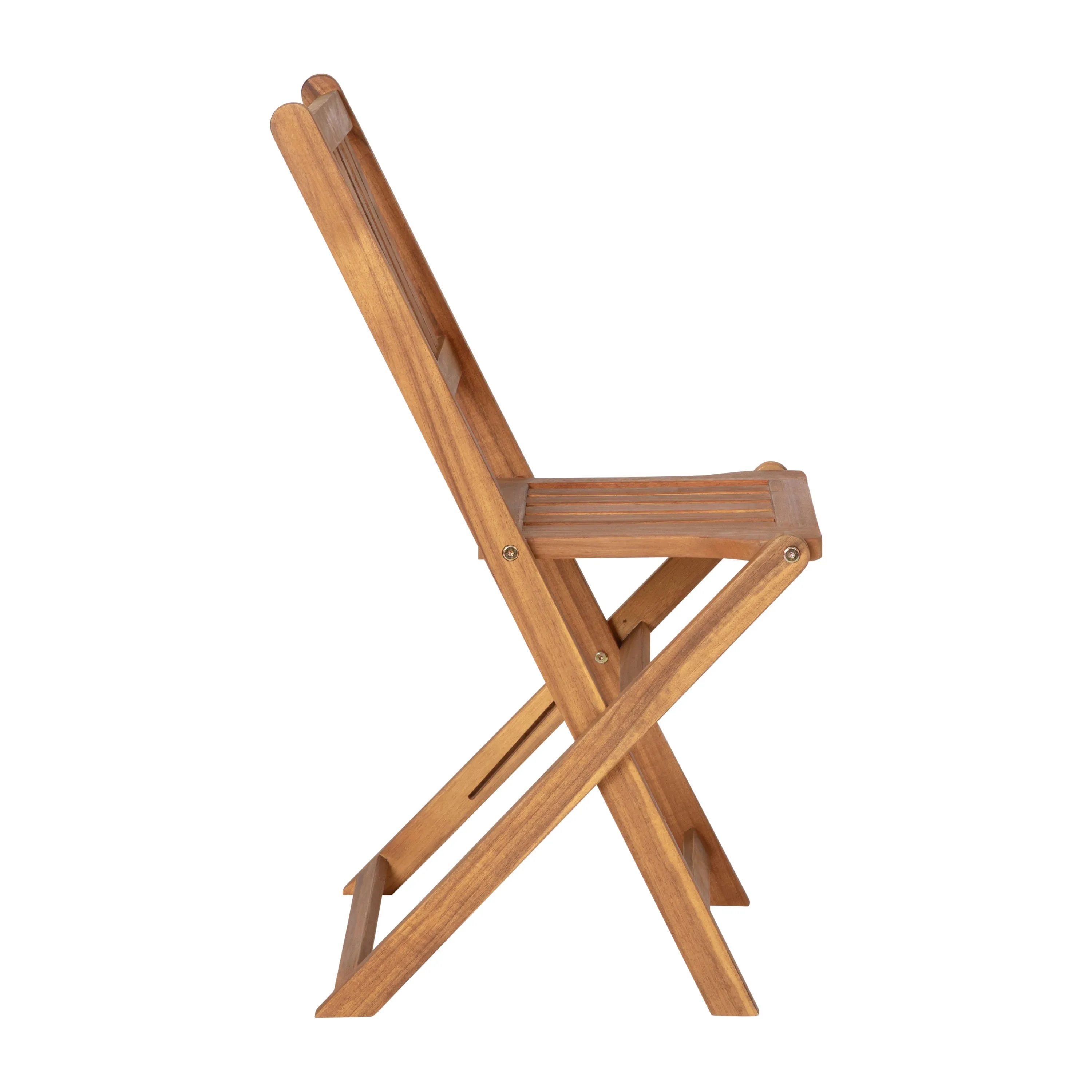 Martindale 3 Piece Folding Patio Bistro Set, Indoor/Outdoor Acacia Wood Table and 2 Chair Set with Slatted Design
