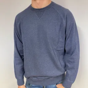 Men's Steel Grey Cashmere Crew Neck Jumper Extra Extra Large