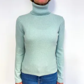 Mint Green Cashmere Polo Neck Jumper Medium