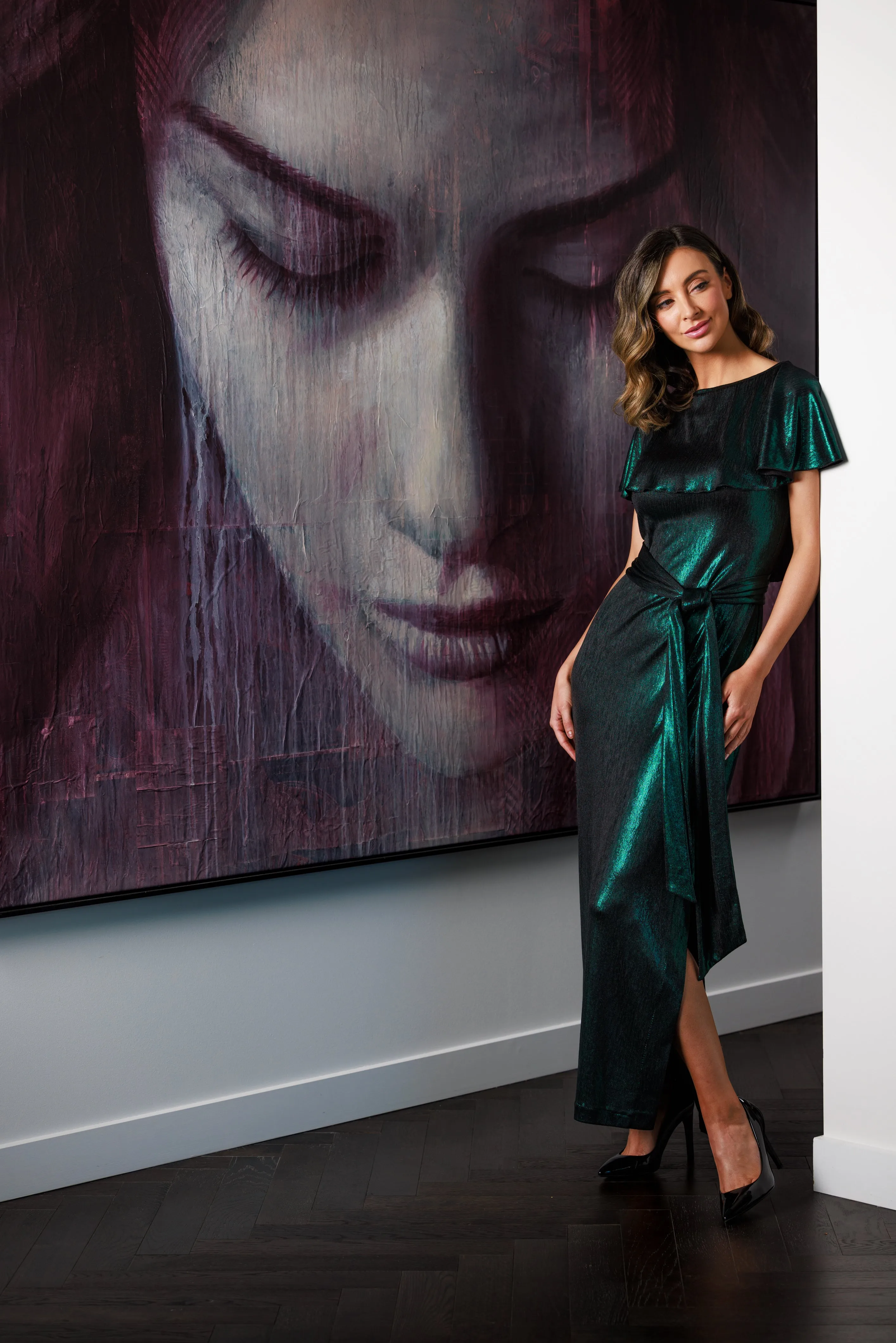 MOONSHINE Side Split Maxi Dress with Belt