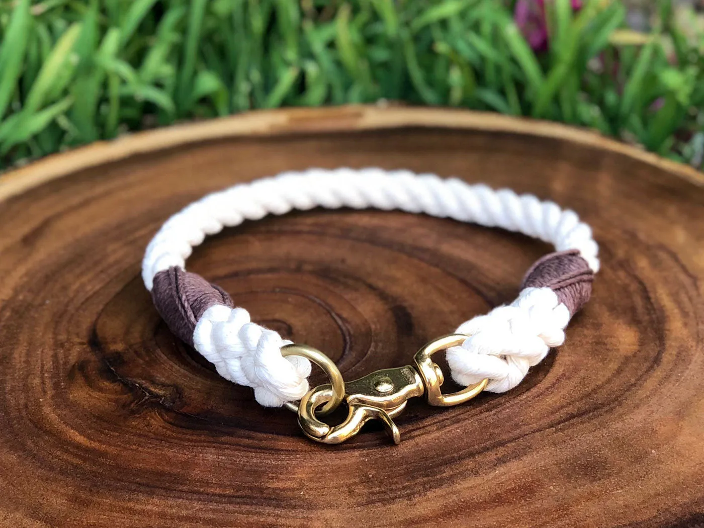 Natural Cotton Rope Dog ID Collar