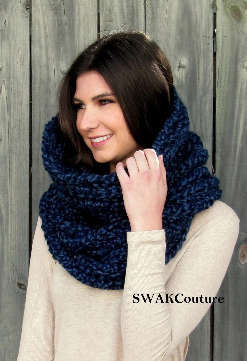 Noni Cowl Scarf - Handmade Charcoal Gray or Choose Color