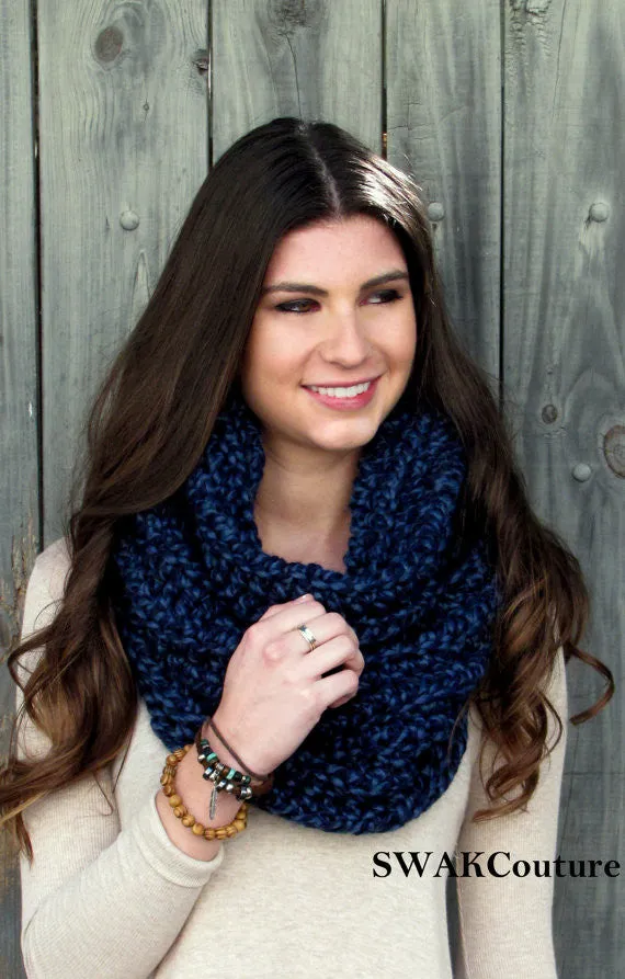 Noni Cowl Scarf - Handmade Charcoal Gray or Choose Color