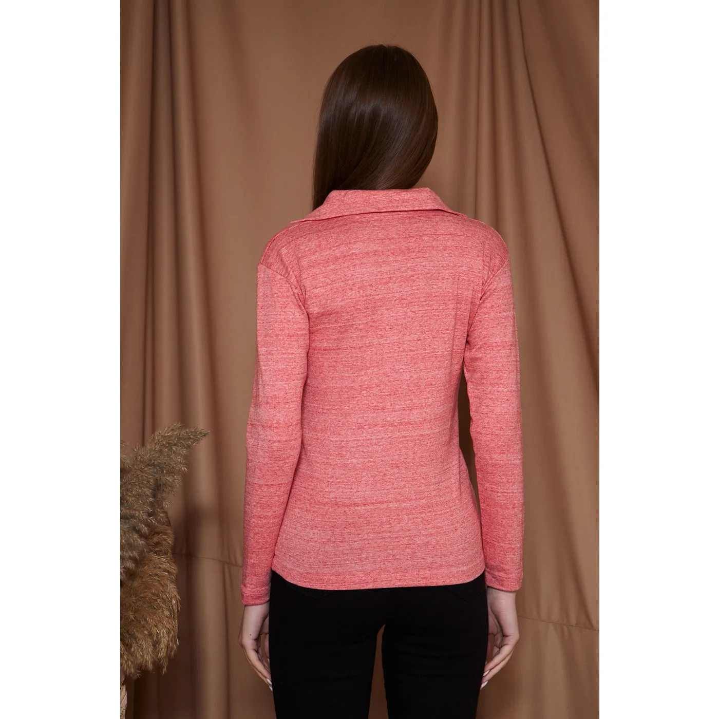 Orange Melange Polo Sweatshirt