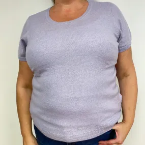 Pale Purple Cashmere Short Sleeved Jumper Extra Large
