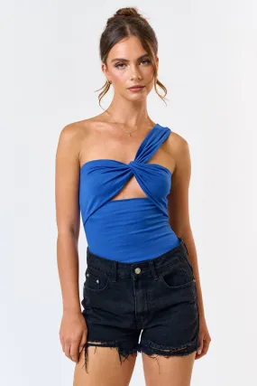 "August Love" Royal Blue One Shoulder Bodysuit