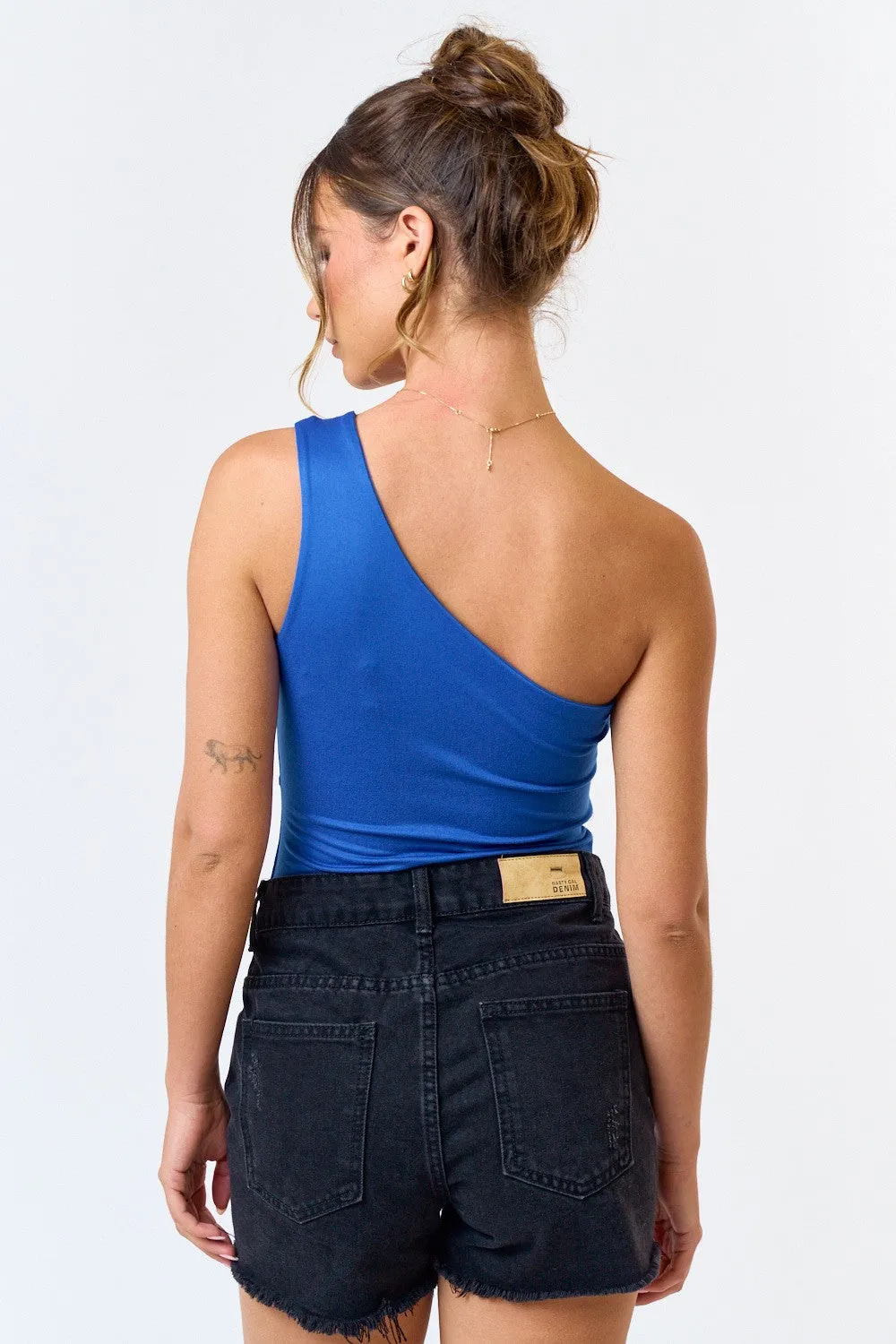"August Love" Royal Blue One Shoulder Bodysuit