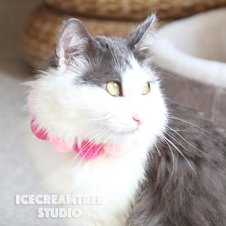 Red White Blue PomPom Necklace - Elastic Pet Collar