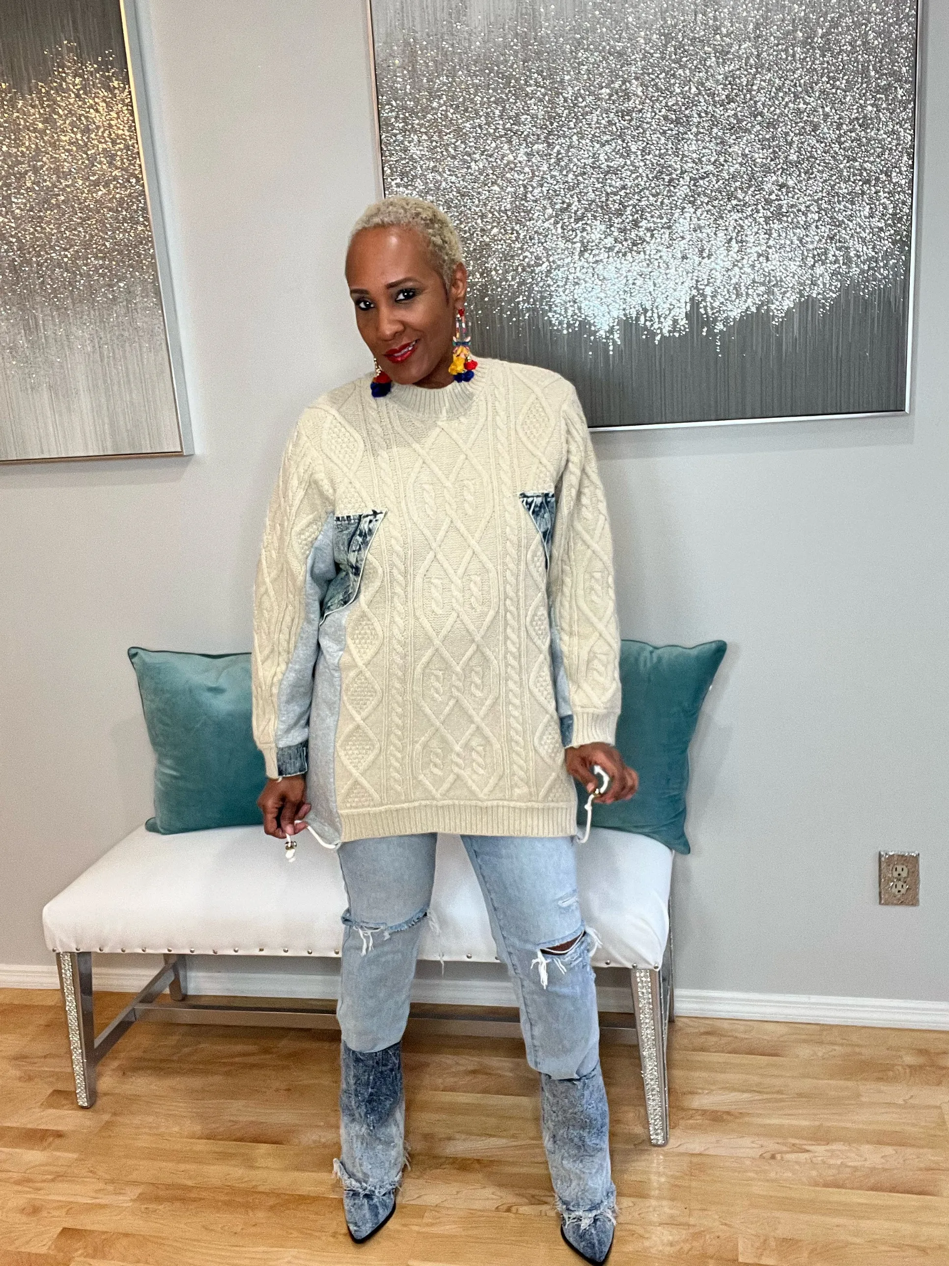 Roulette Denim Oversized Sweater