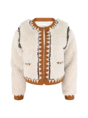 Sea Ginevra Faux Fur Applique Jacket in Cream
