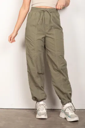 Secure Fit Drawstring Woven Parachute Joggers