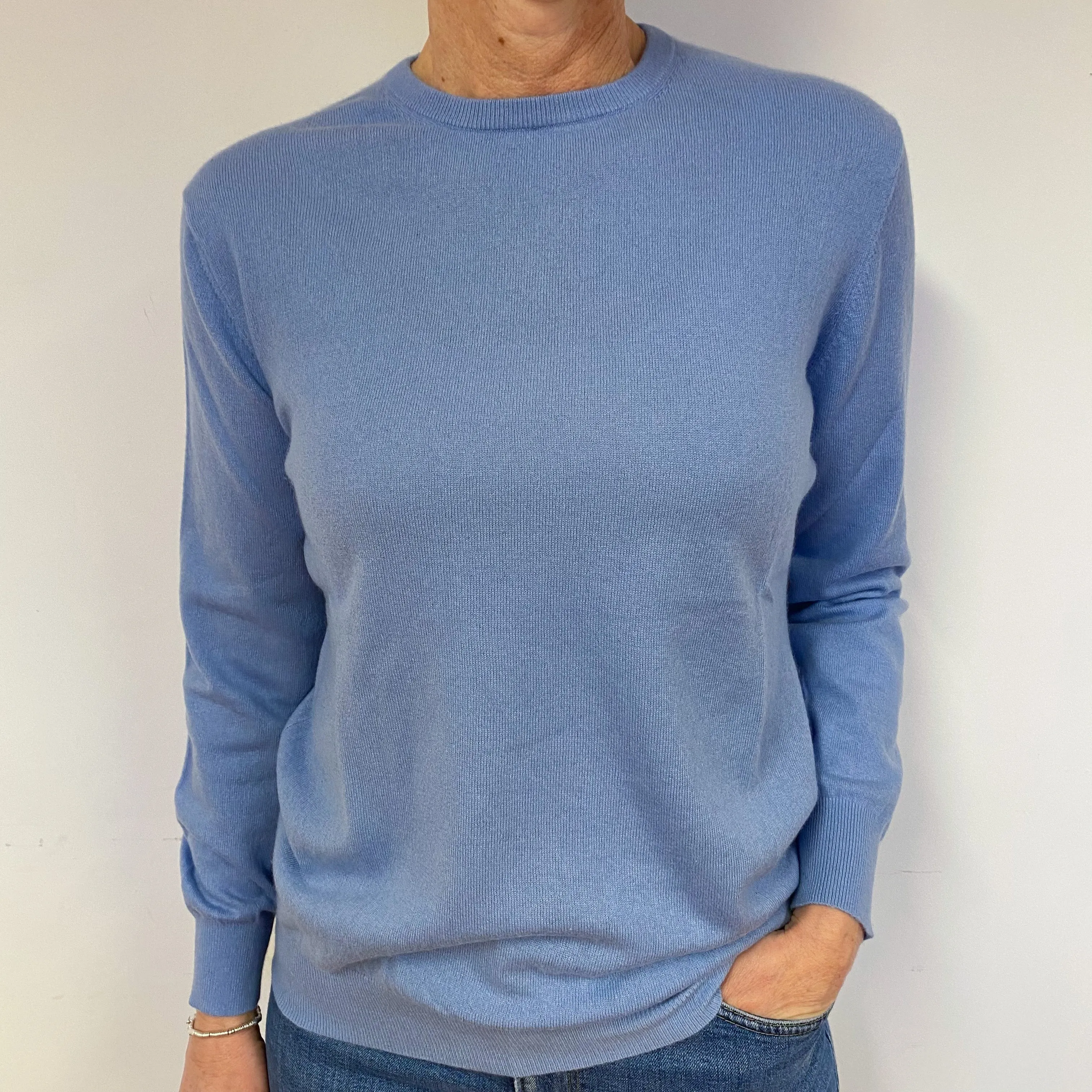 Sky Blue Lightweight Cashmere Crew Neck Jumper Medium