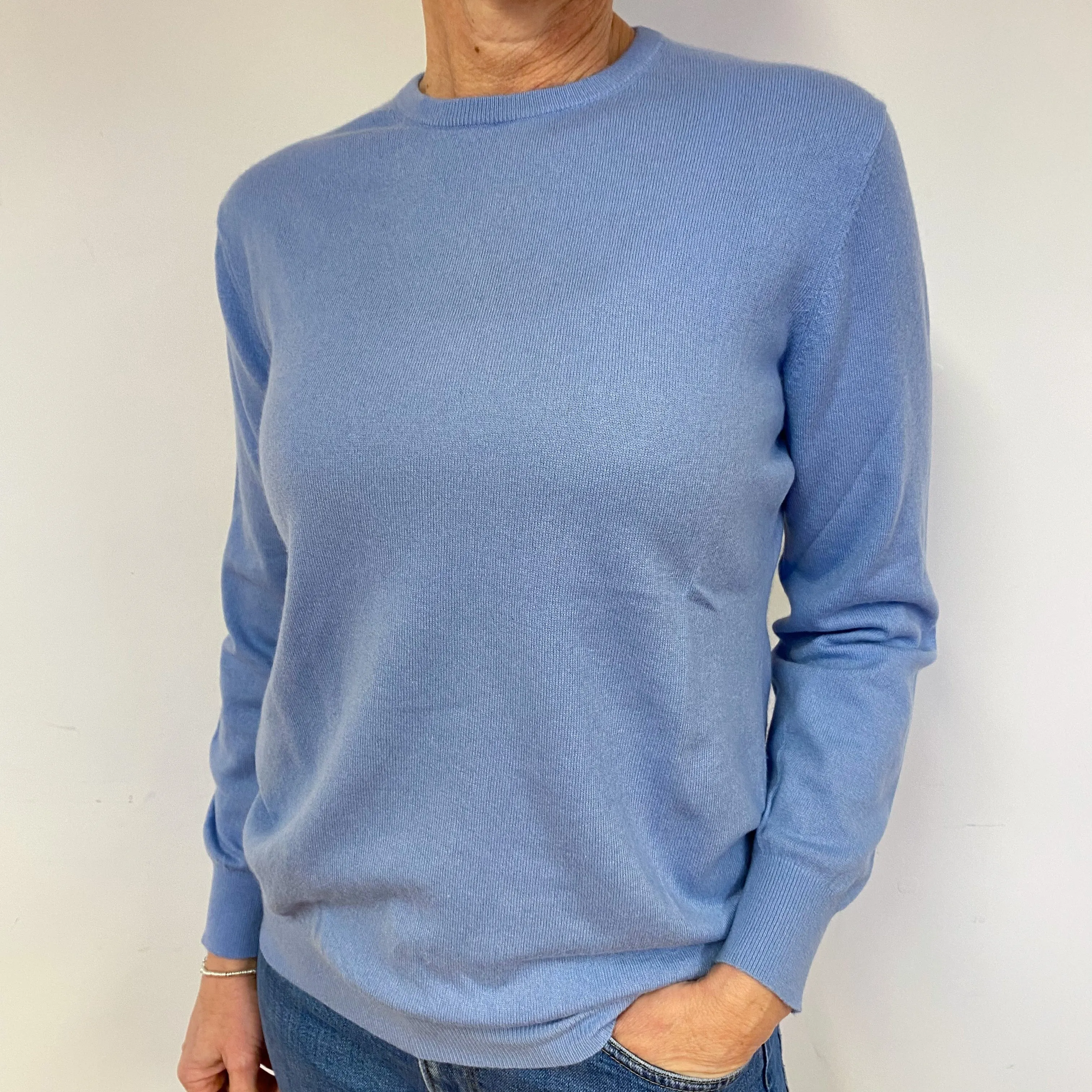 Sky Blue Lightweight Cashmere Crew Neck Jumper Medium
