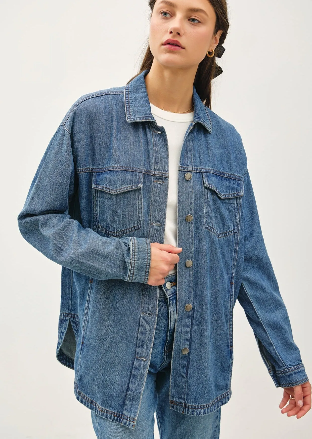 Tencel Rounded Hem Shacket