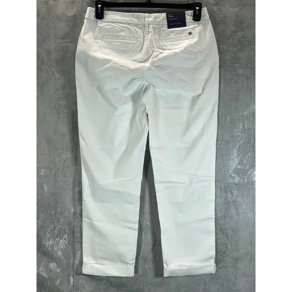 TOMMY HIFIGER Women's Bright White Hampton Cuffed Chino Straight-Leg Pants SZ 10