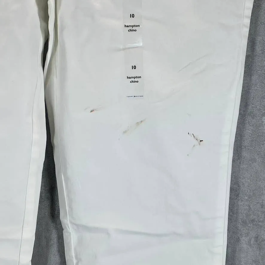 TOMMY HIFIGER Women's Bright White Hampton Cuffed Chino Straight-Leg Pants SZ 10