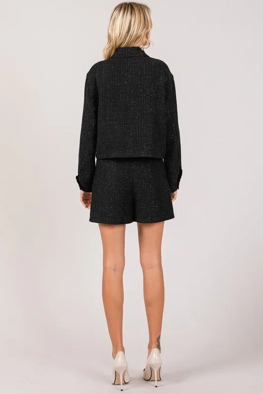 Tweed Oversized Cropped Shacket