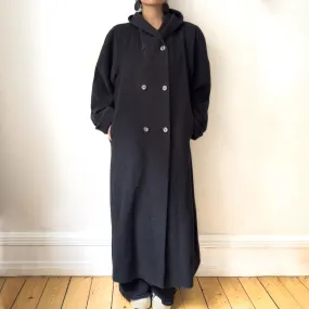 Vintage Gray Hooded Maxi Coat - size M-L