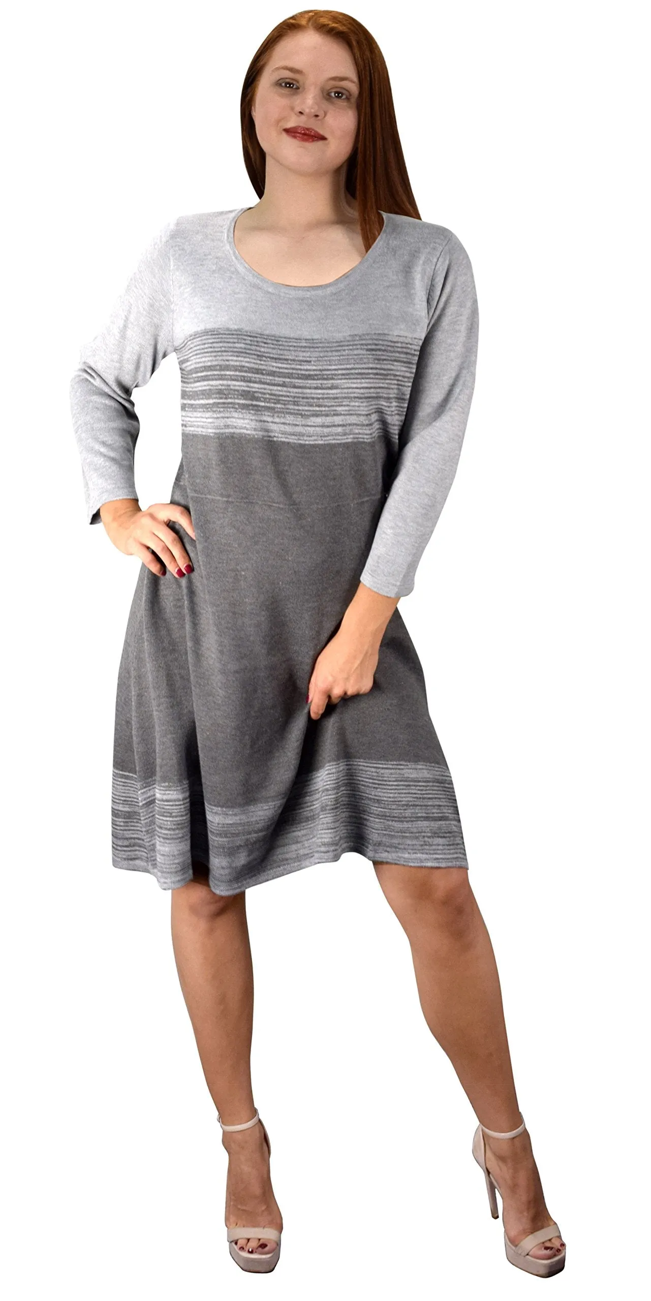 Winter Fashion Fine Gauge Stripe Sweater Dress