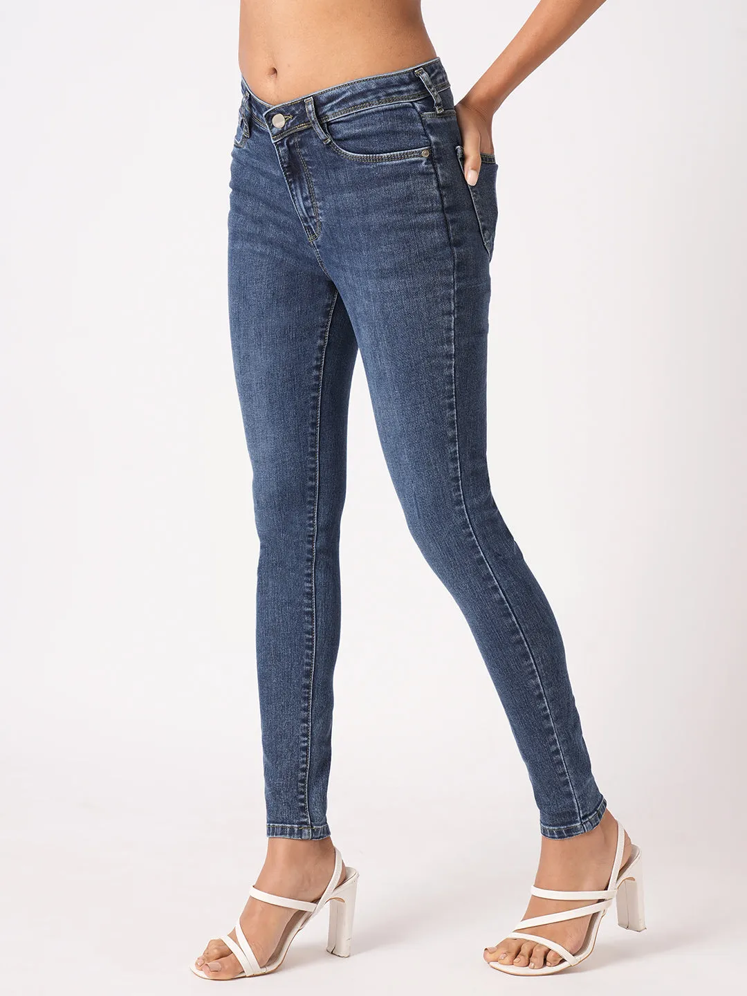 Women Blue High-Rise Skinny Jeans