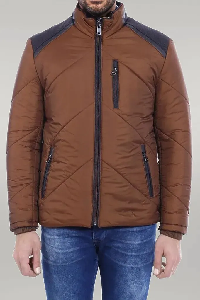 WSS Tan Quilted Down Men Coat  - Singen